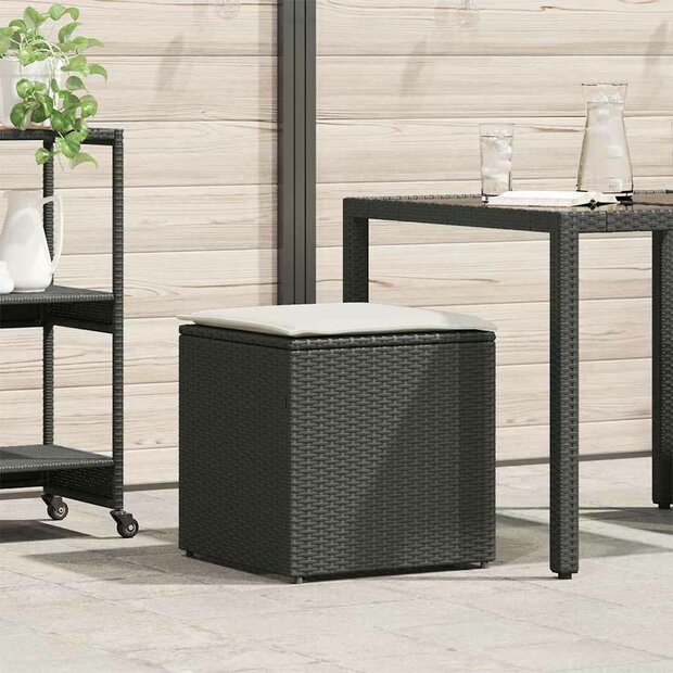 Kussenbox met opslag Zwart 50 x 50 x 50 cm poly rattan 1