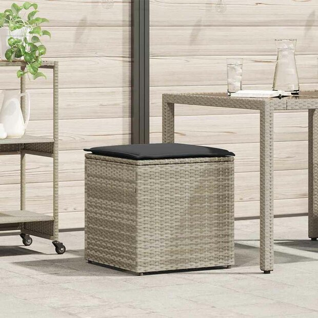 Kussenbox met opslag Lichtgrijs 50 x 50 x 50 cm poly rattan 1