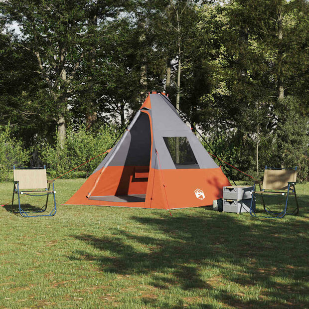 Tent Grijs en Oranje en Zwart 383 x 338 x 217 cm Polyester 1