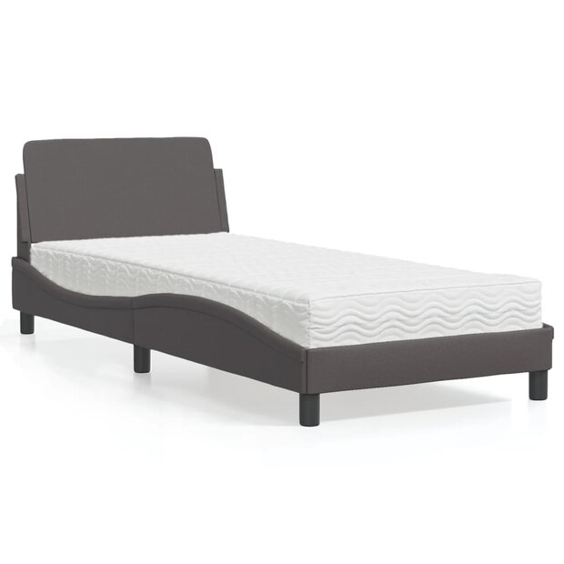 Bed met matras &quot;Dover&quot; kunstleer grijs 80x200 cm 1