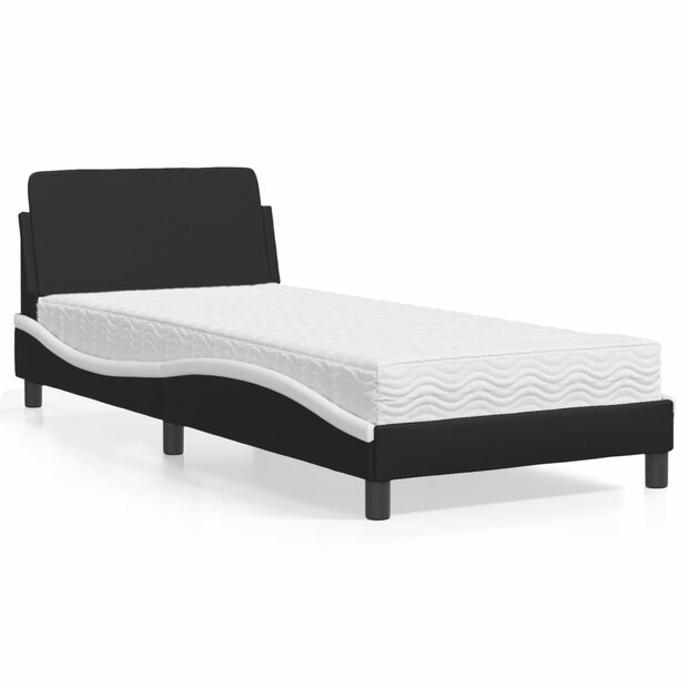 Bed met matras &quot;Dover&quot; kunstleer zwart en wit 90x190 cm 1