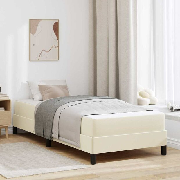 Bed met matras Cr&egrave;me 100 x 200 cm Kunstleer 1