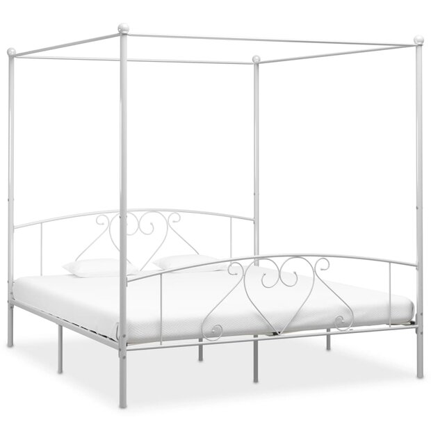 Hemelbedframe metaal wit 180x200 cm  1