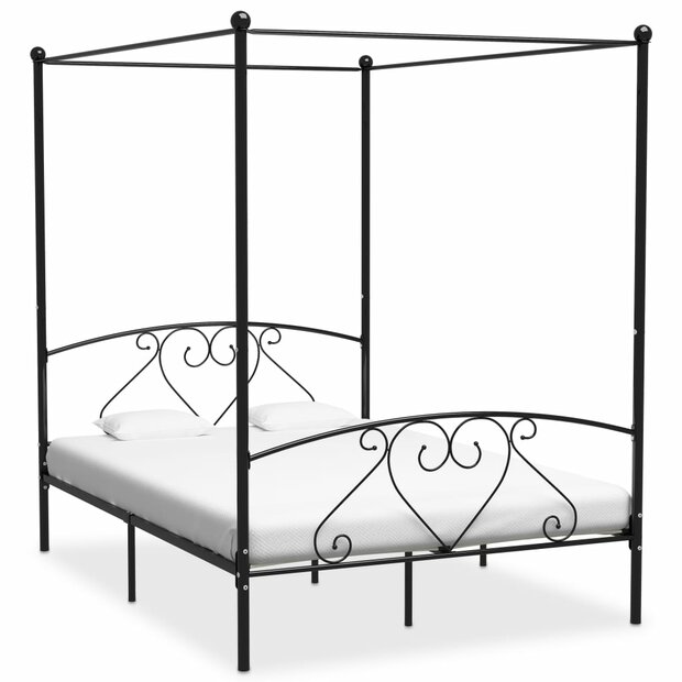 Hemelbedframe metaal zwart 140x200 cm  1