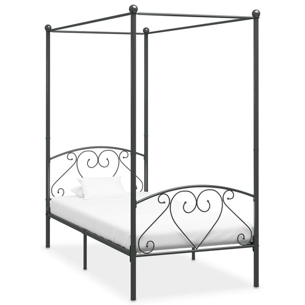 Hemelbedframe metaal grijs 90x200 cm  1