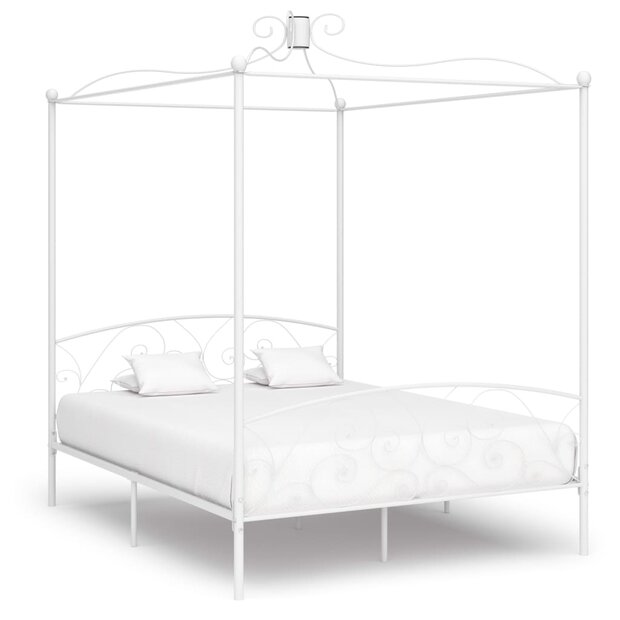 Hemelbedframe metaal wit 160x200 cm 1
