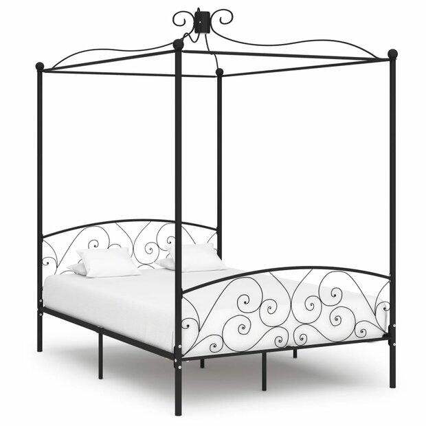 Hemelbedframe metaal zwart 120x200 cm 1