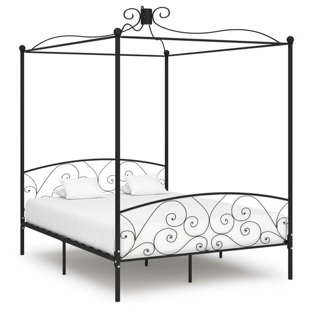 Hemelbedframe metaal zwart 160x200 cm 1