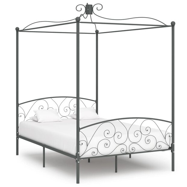 Hemelbedframe metaal grijs 120x200 cm 1