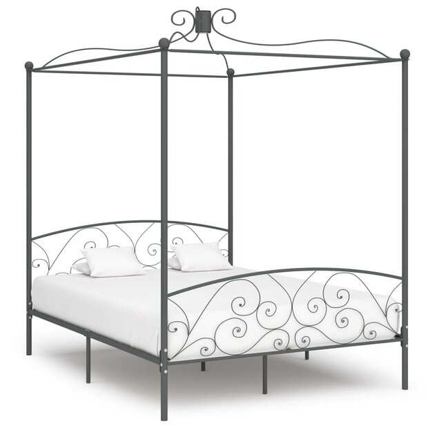 Hemelbedframe metaal grijs 160x200 cm 1