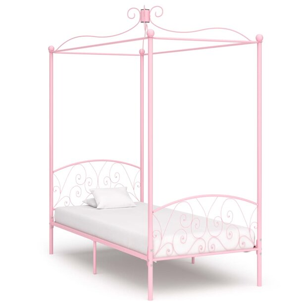 Hemelbedframe metaal roze 100x200 cm 1