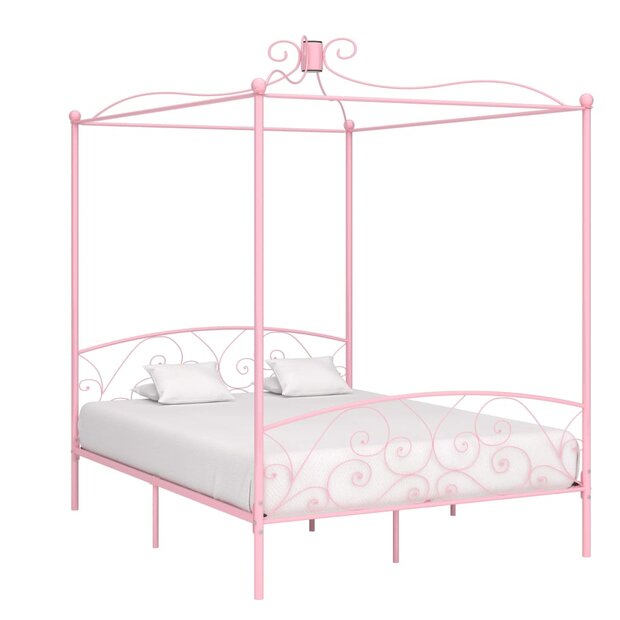 Hemelbedframe metaal roze 160x200 cm 1