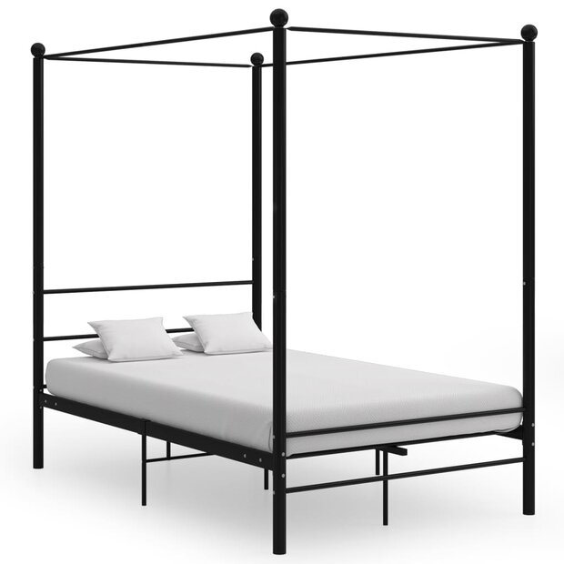 Hemelbedframe metaal zwart 140x200 cm  1