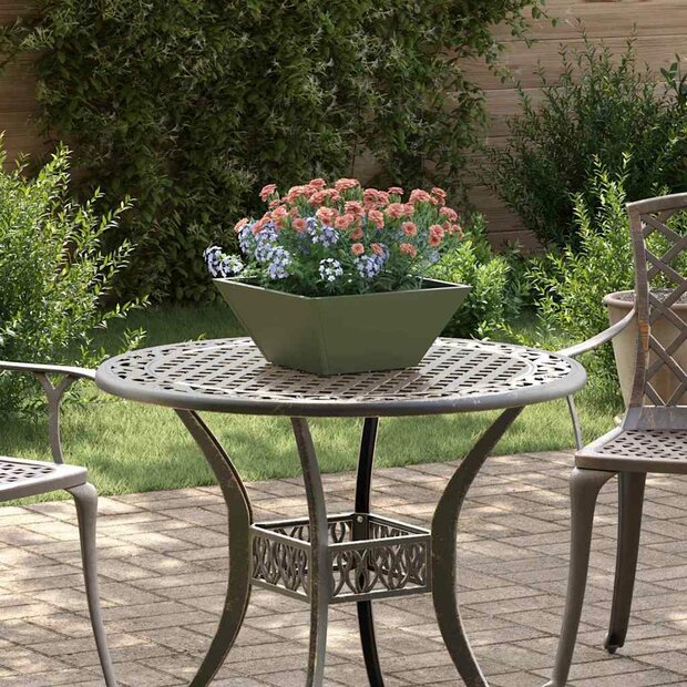 Tuin Kom Plantenbak Olijfgroen 35 x 35 x 15 cm Staal 1