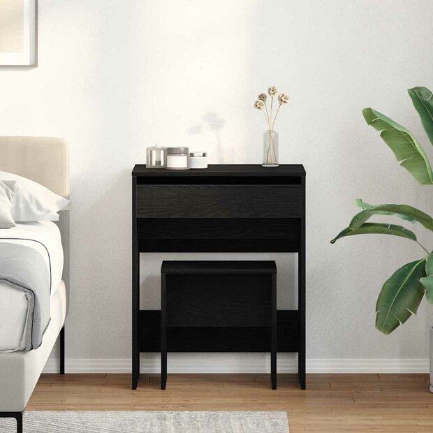 Kaptafel met lade Zwart eiken 60 x 40 x 75 cm Bewerkt hout 1