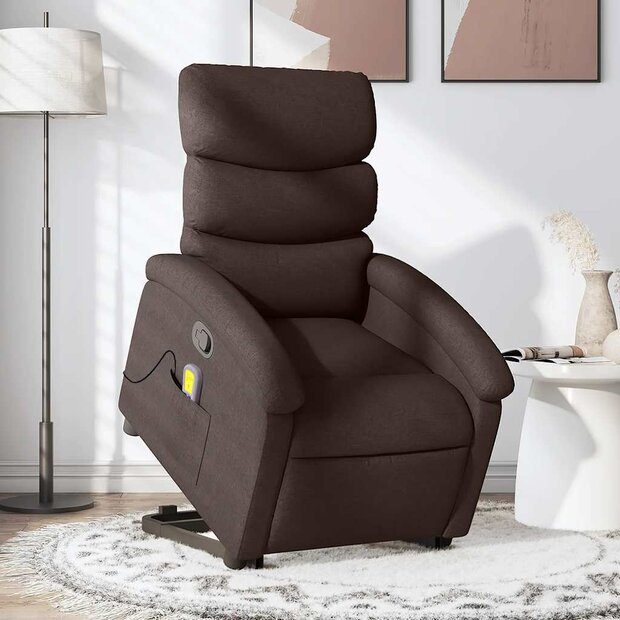 Sta-op-massagestoel verstelbaar stof donkerbruin 1