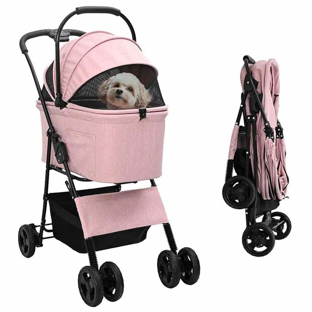 Opvouwbare Huisdierenwagen Verstelbaar Roze 81 x 47 x 99 cm 1