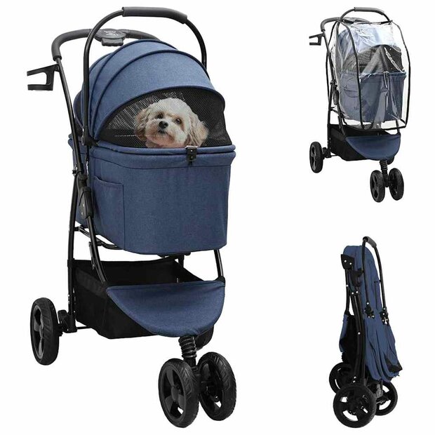 Opvouwbare Huisdierenwagen Verstelbaar Blauw 78 x 54 x 101 cm 1