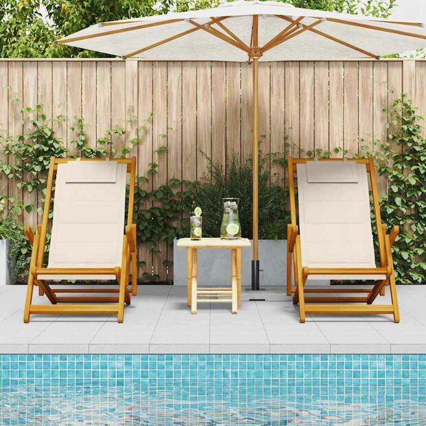 Strandstoel 2 pcs Bruin 61.5 x 123 x 82cm Massief acaciahout 1