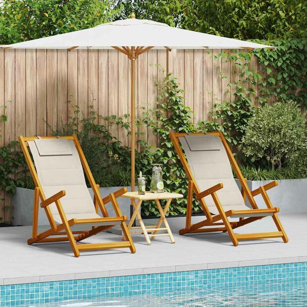 Strandstoel 2 pcs Bruin 61.5 x 123 x 82cm Massief acaciahout 1