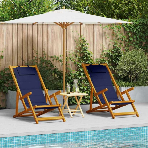 Strandstoel 2 pcs Bruin 61.5 x 123 x 82cm Massief acaciahout 1
