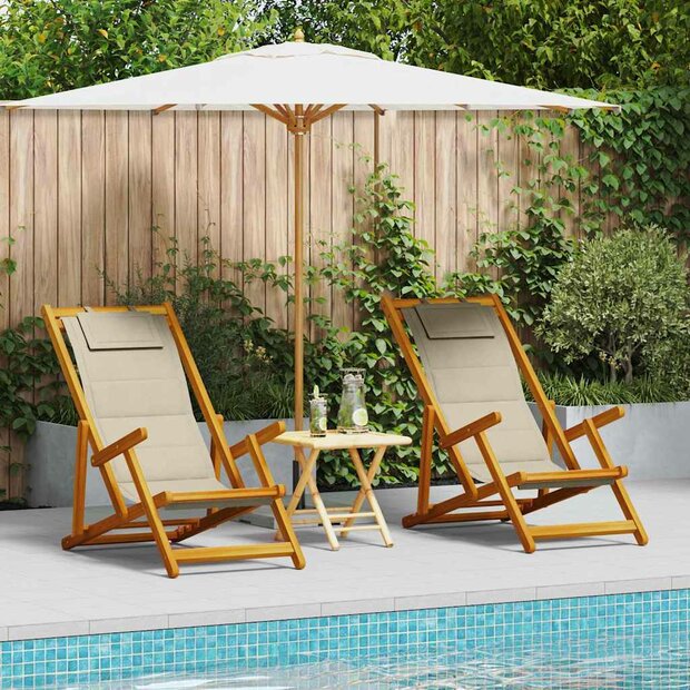 Strandstoel 2 pcs Bruin 61.5 x 123 x 82cm Massief acaciahout 1