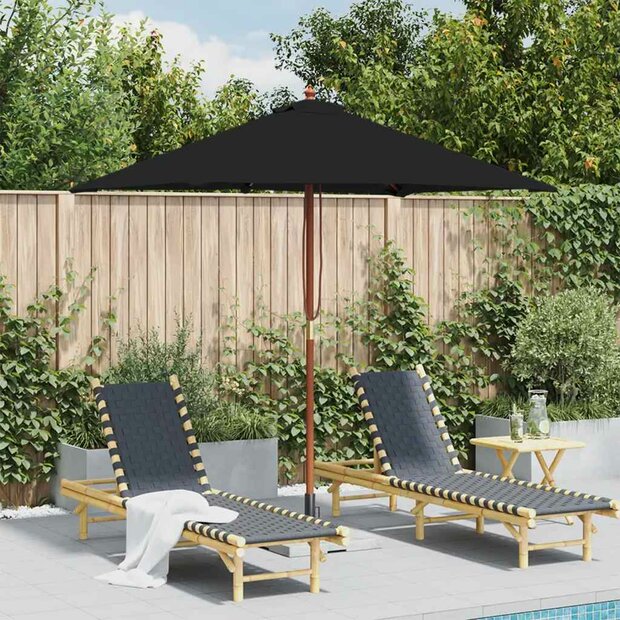 Parasol met houten paal 150x200 cm zwart 1