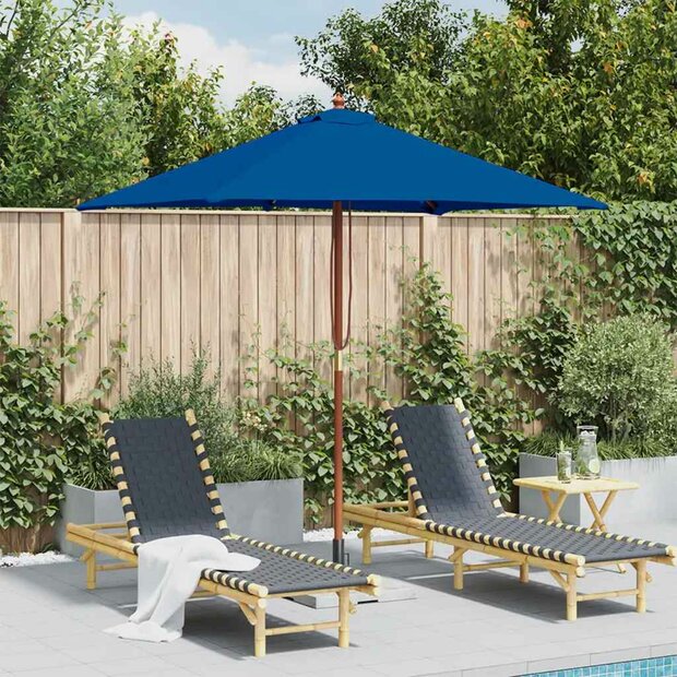 Parasol met houten paal 150x200 cm blauw 1