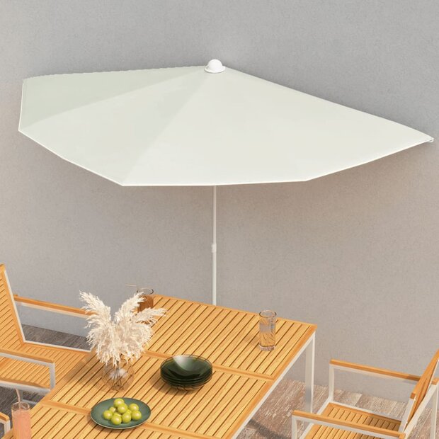 Parasol half met paal 180x90 cm zandkleurig 1