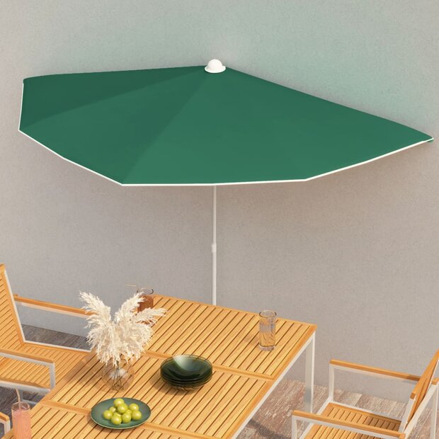 Parasol half met paal 180x90 cm groen 1