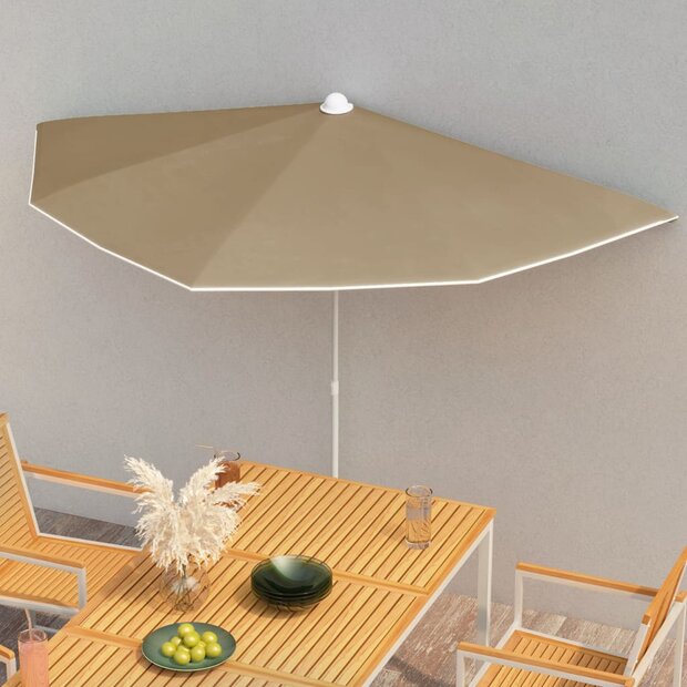Parasol half met paal 180x90 cm taupe 1