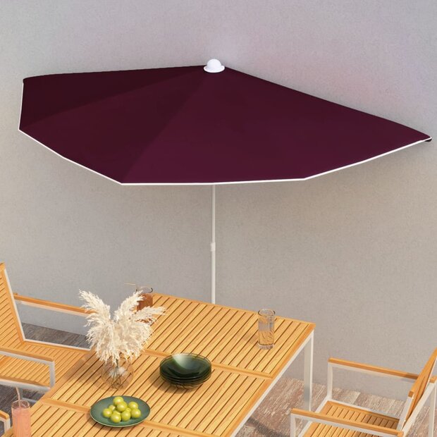 Parasol half met paal 180x90 cm bordeauxrood 1
