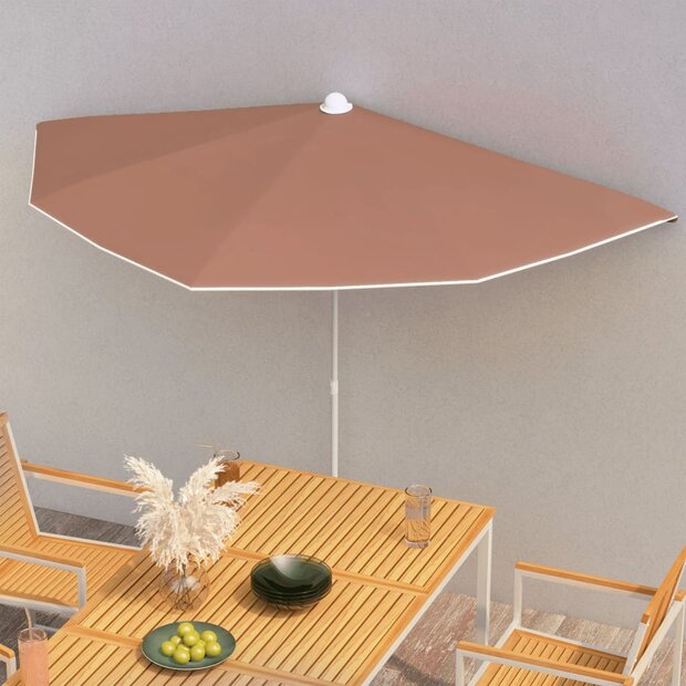 Parasol half met paal 180x90 cm terracottakleurig 1