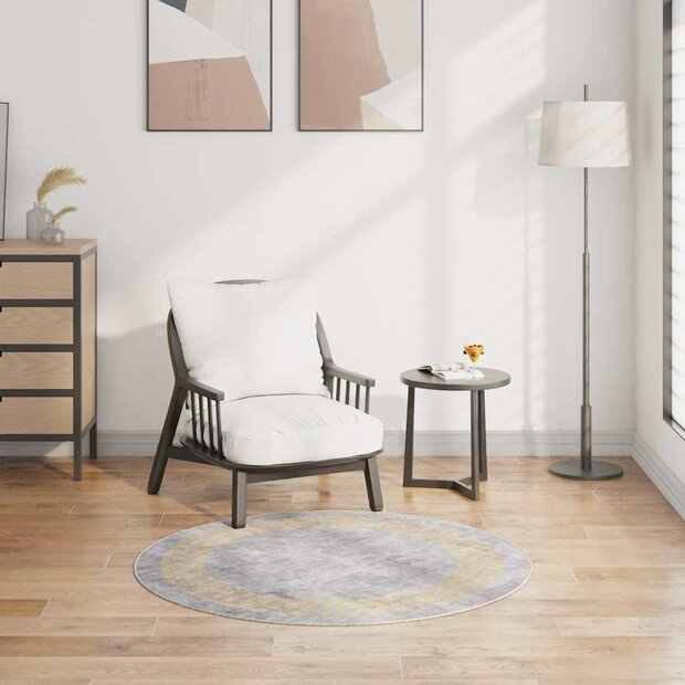 Vloerkleed wasbaar anti-slip &oslash;120 cm grijs 1