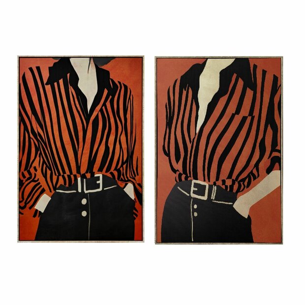 Schilderij Home ESPRIT Zwart Rood Stads 83 x 4 x 123 cm (2 Stuks) 1