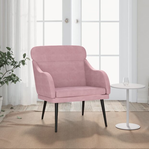 Fauteuil 63x76x80 cm fluweel roze 1