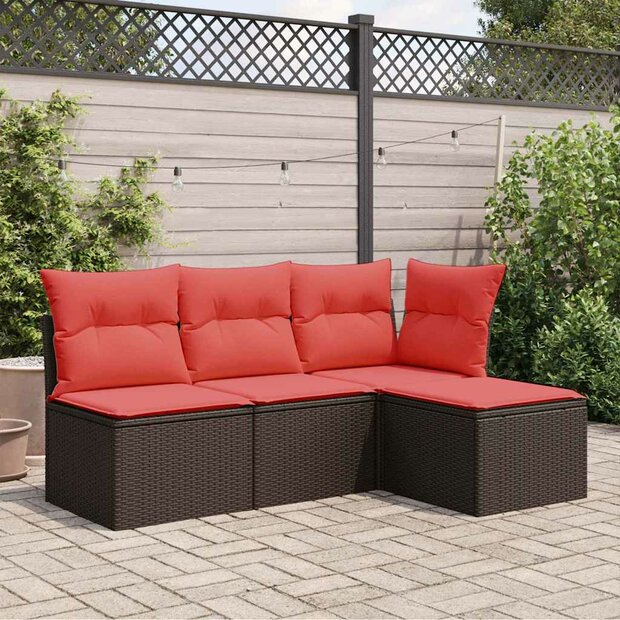 Tuinkruk met kussen 55x55x37 cm poly rattan bruin 1