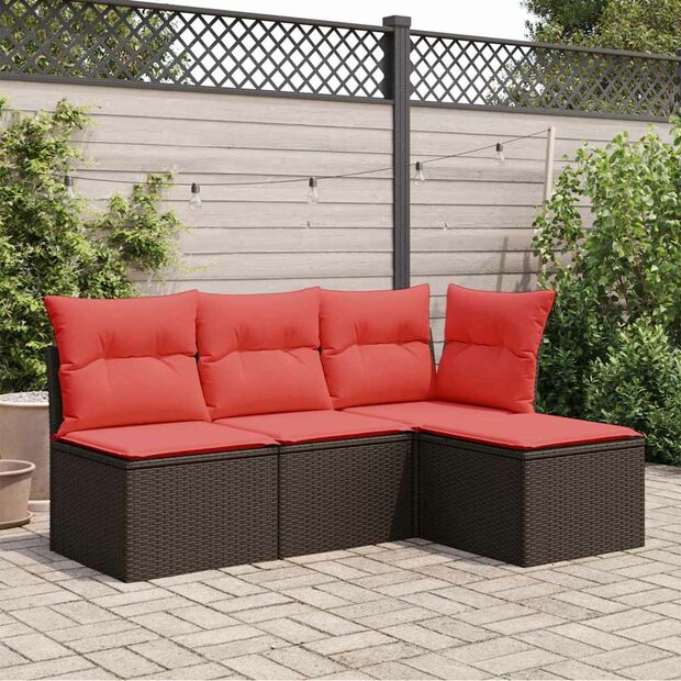 Tuinkruk met kussen 55x55x37 cm poly rattan bruin 1