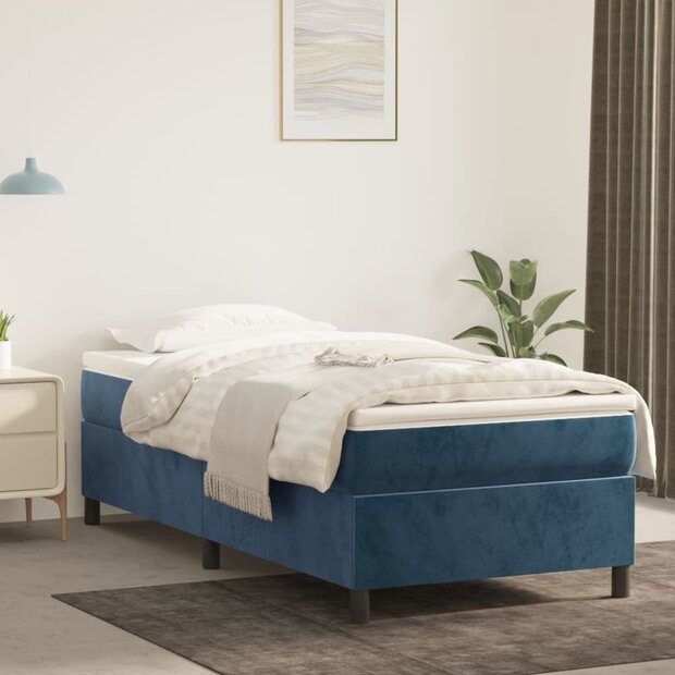 Boxspring met matras fluweel donkerblauw 80x200 cm 1