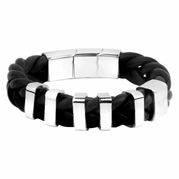Police Leer 19 cm Heren armband 1