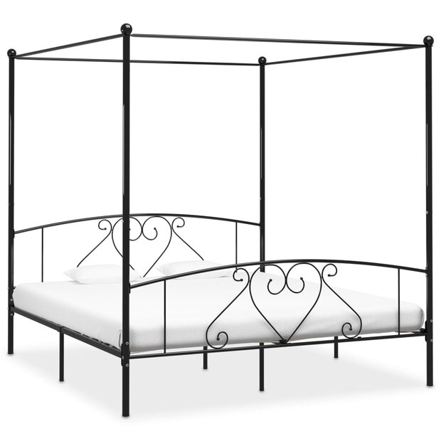 Hemelbedframe metaal zwart 200x200 cm  1