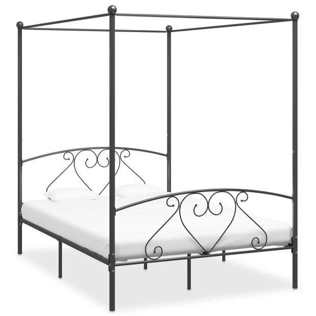 Hemelbedframe metaal grijs 140x200 cm  1