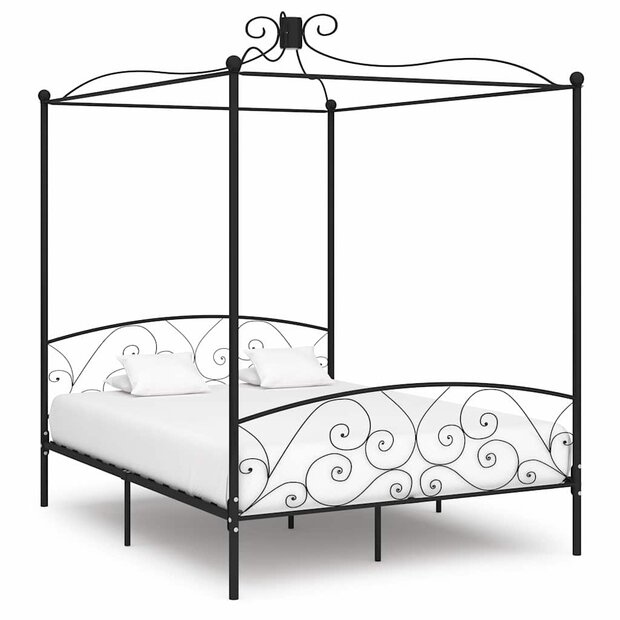 Hemelbedframe metaal zwart 180x200 cm 1