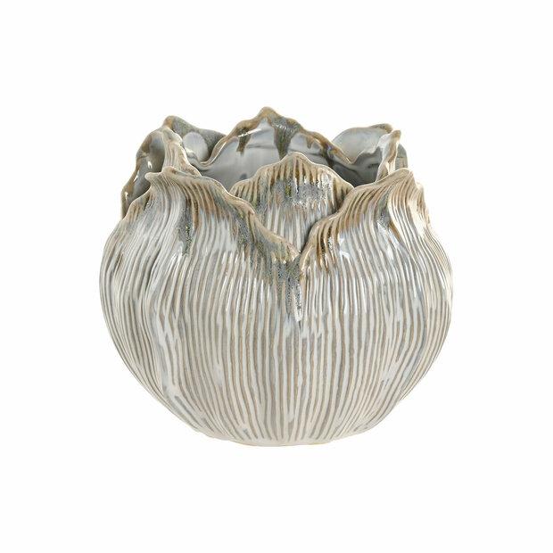 Vaas Home ESPRIT Cr&egrave;me Keramisch Blad van een plant 22 x 22 x 19 cm 1