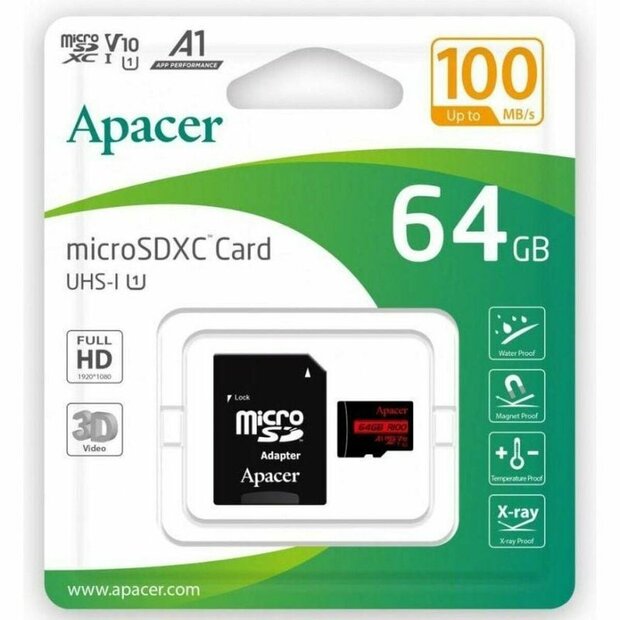 Micro SD kaart met adapter Apacer XC UHS 1 64 GB 1