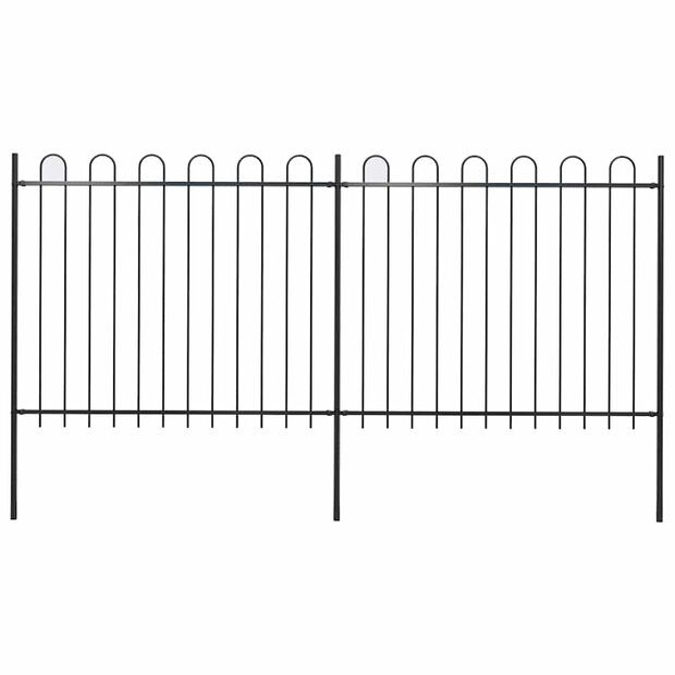 Tuinhek met ringtop staal 359x150 cm zwart 1