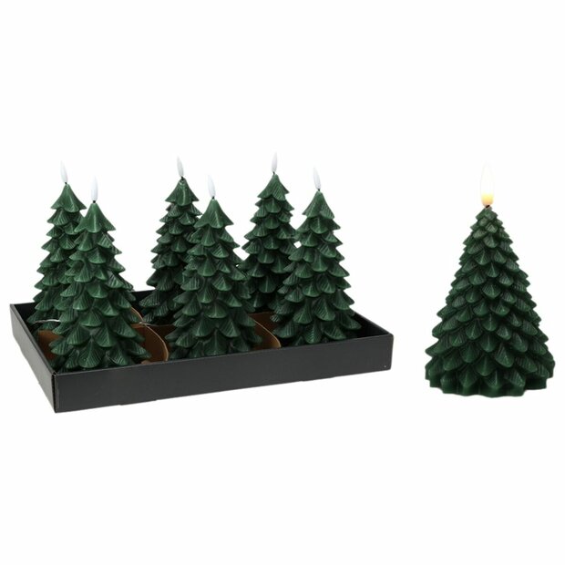 LED kaars Lifetime Donkergroen Kerstboom 19 cm Vlameffect 1