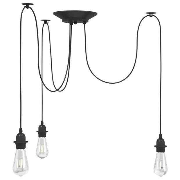 Hanglamp met 3 lamphouders E27 metaal zwart 1