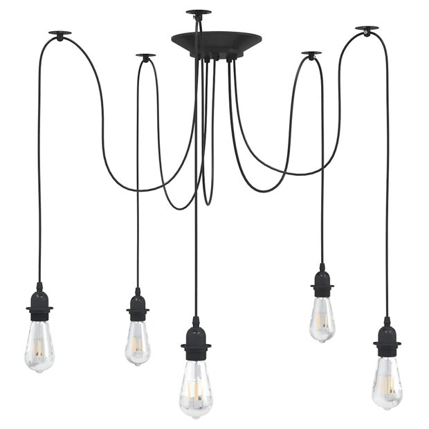Hanglamp met 5 lamphouders E27 metaal zwart 1