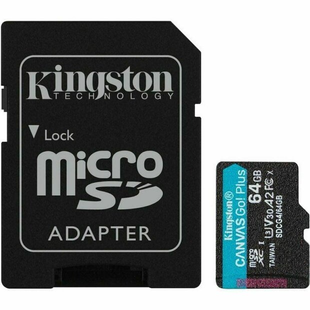 Micro SD kaart met adapter Kingston CANVAS Go! Plus 64 GB 1